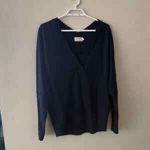 Preloved Navy V-Neck Long Sleeve Top